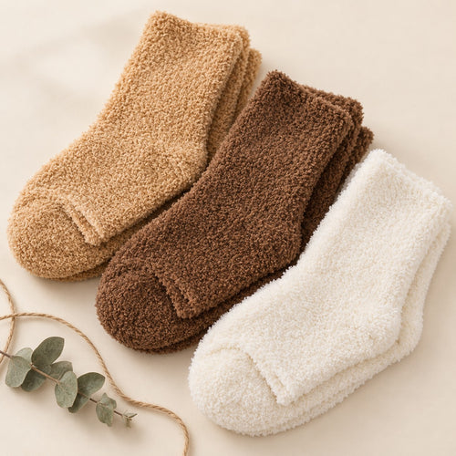 Cozy Sock Gift Set in Oat & Cocoa: camel, coffee and cream fuzzy socks